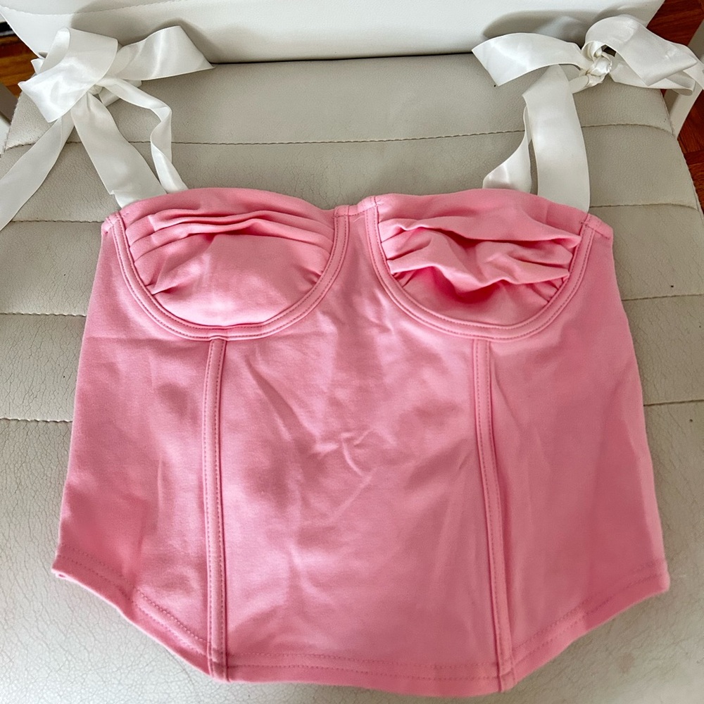 Pretty Garbage Pink and White Tank Top with Satin Finish